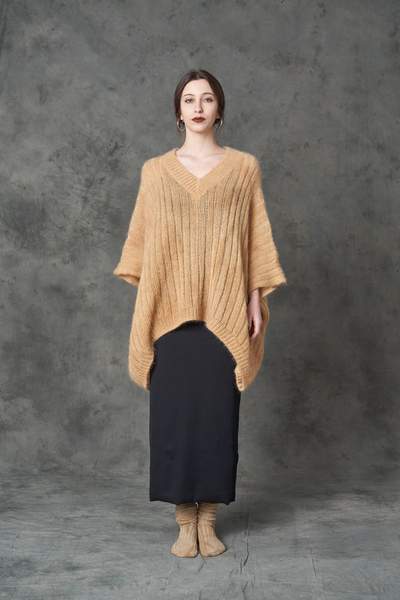 Aw 21 Dyed Poncho Sweater Badly Coffee