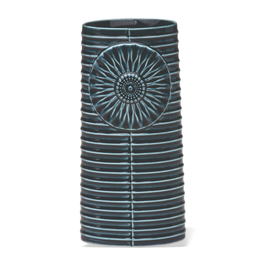 Dottir Pipanella Ceramic Vase Lines Oval Petrol 