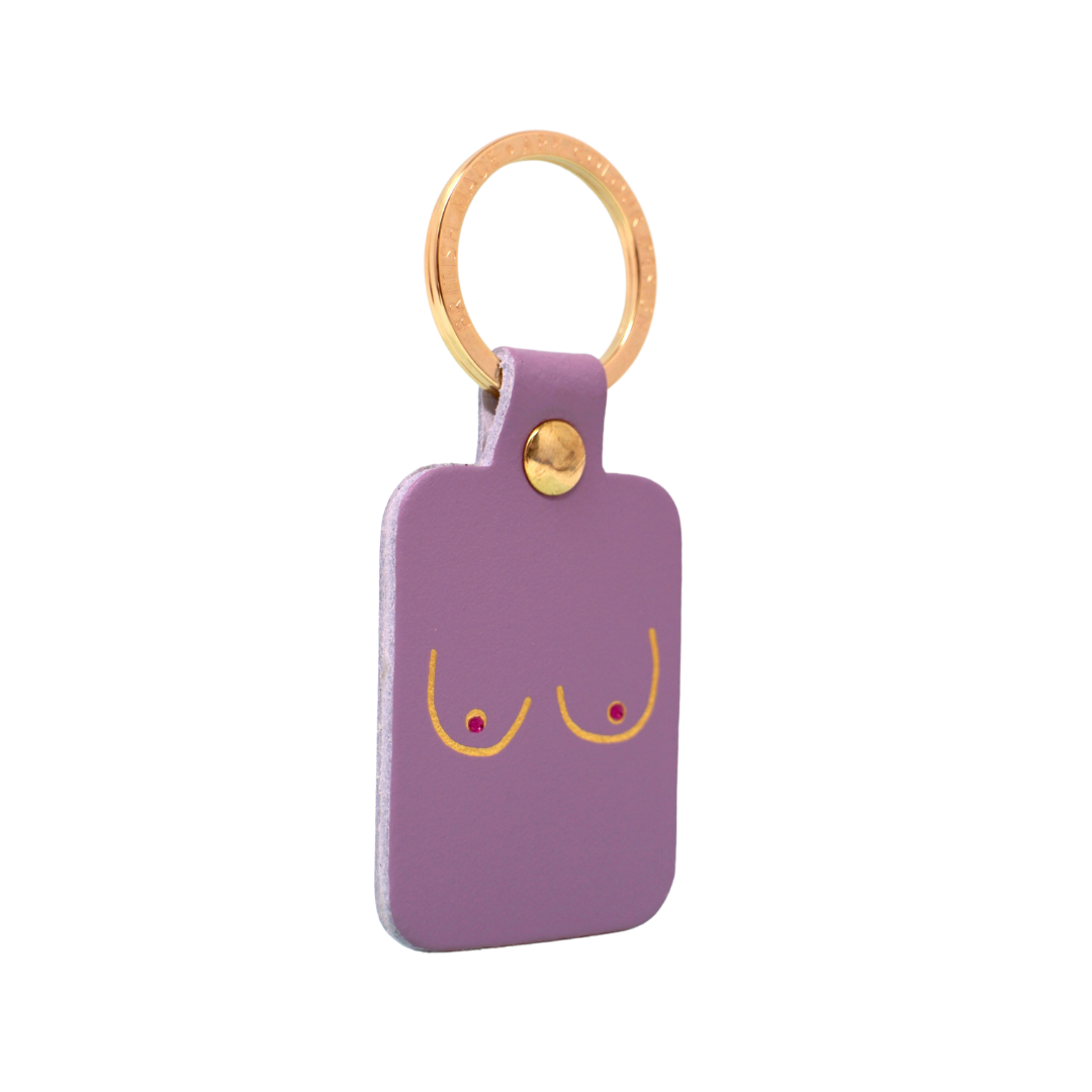 &Quirky Cheeky Boob Key Ring Fob Lilac