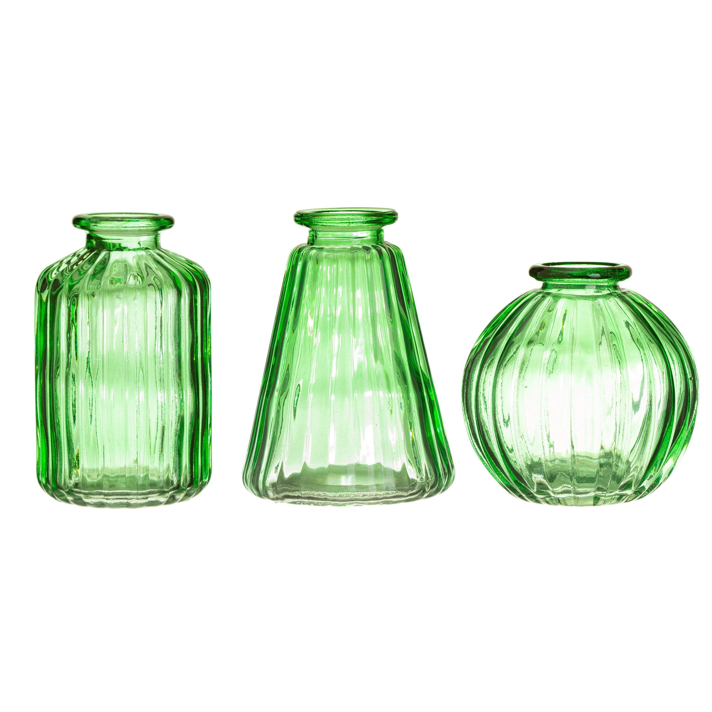 &Quirky Green Glass Bud Vases Set of 3