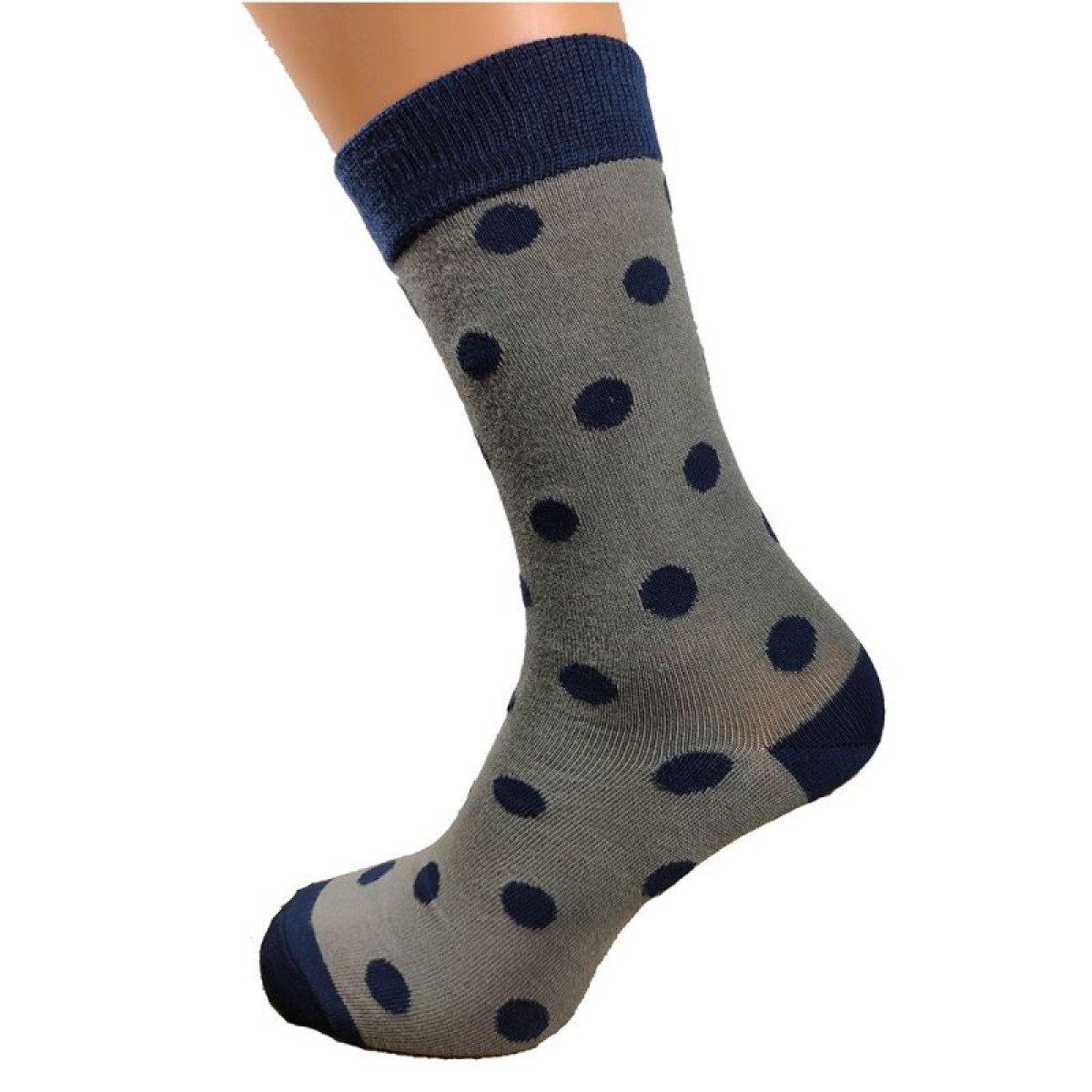 Joya Grey with Blue Dots Bamboo Men's Socks