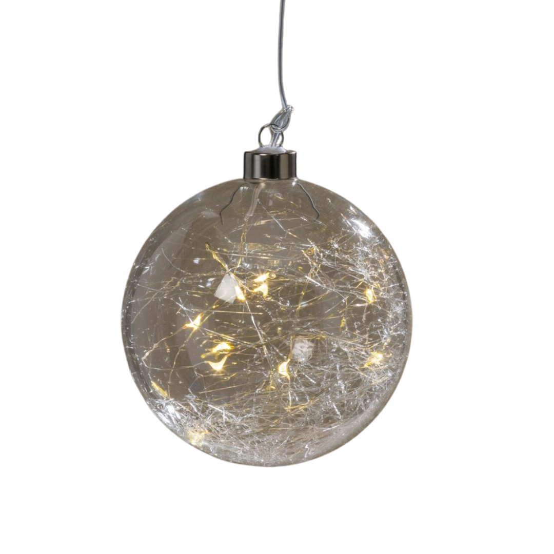 &Quirky Light Up Glass Christmas Bauble Small