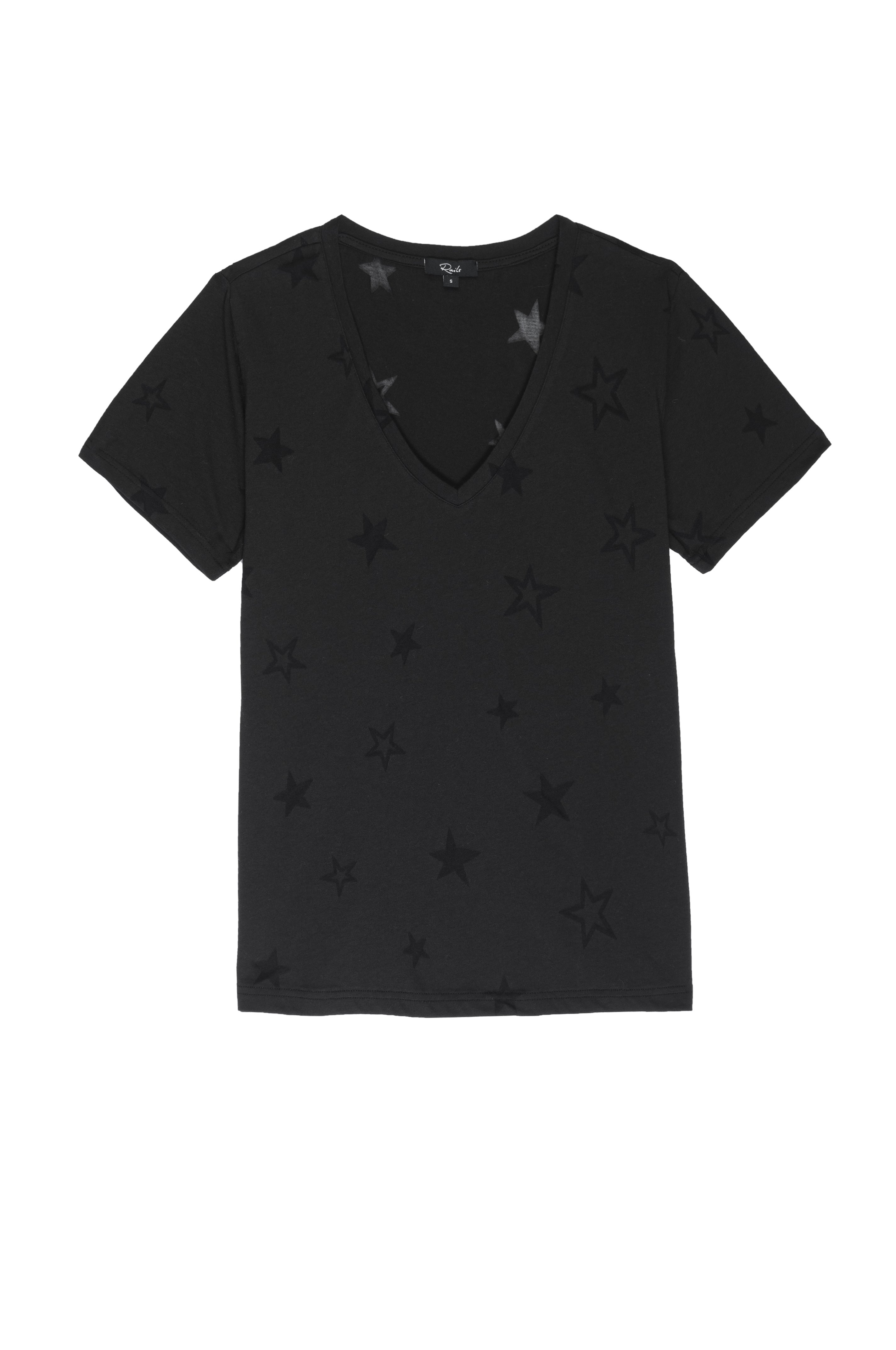 Rails Cara V T-Shirt in Black Star Burnout