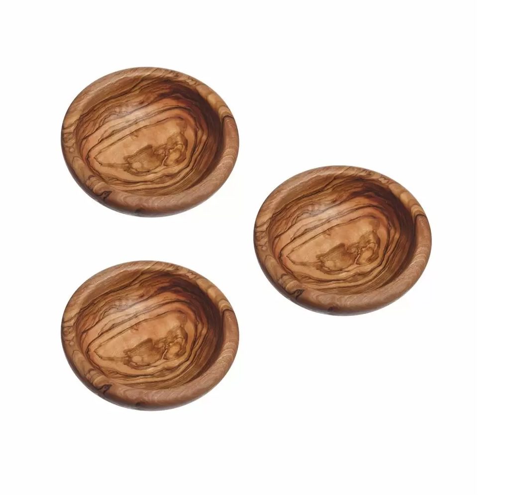 Just Slate Set of 3 Olive Wood Mini Dipping Bowls