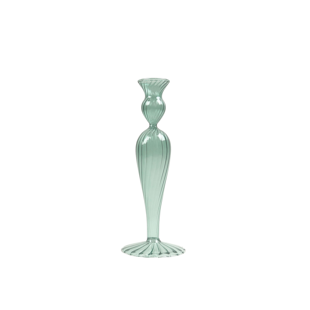 Venezian Glass Candle Holder - Design No. 2 - Green