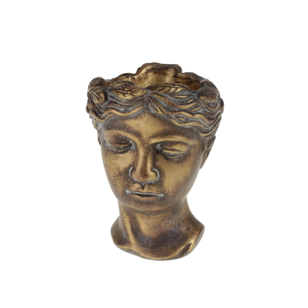 Small Golden Julia Goddess Head Planter