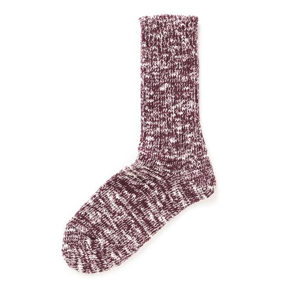 Low Gauge Slub Crew Socks Burgundy