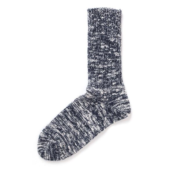 Low Gauge Slub Crew Socks Navy