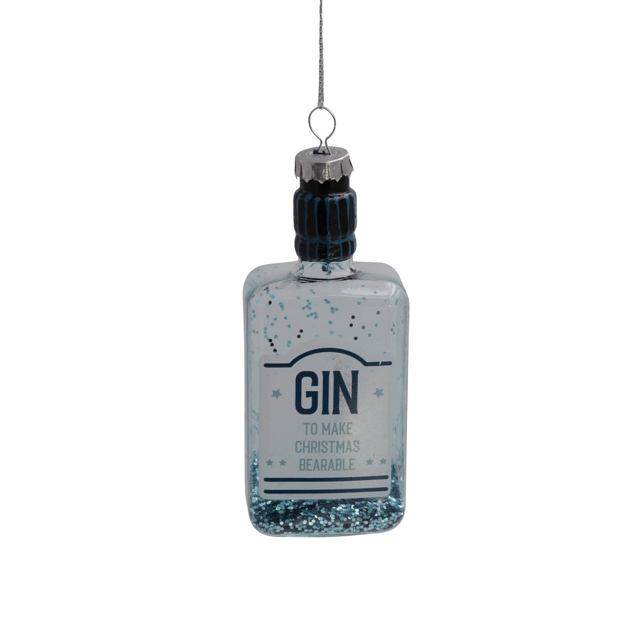 &Quirky Blue Gin Bottle Tree Decoration