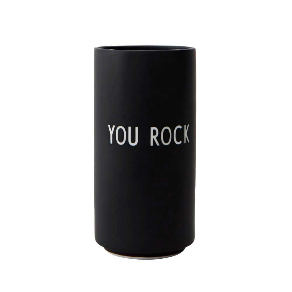 Design Letters Black Favourite Vase in You Rock Print
