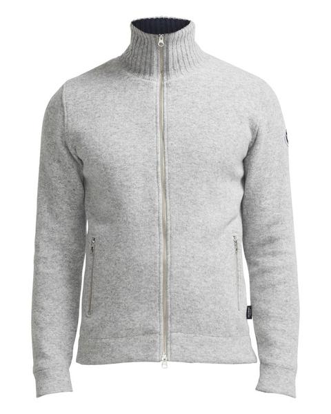 Grey Melange Mans Knitted Zip Jacket Wp