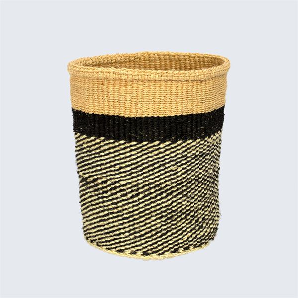 Kenyan Sisal Basket Black Zebra Crossing No 232