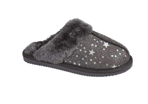 Ladies Cozy Starry Dark Grey Slippers