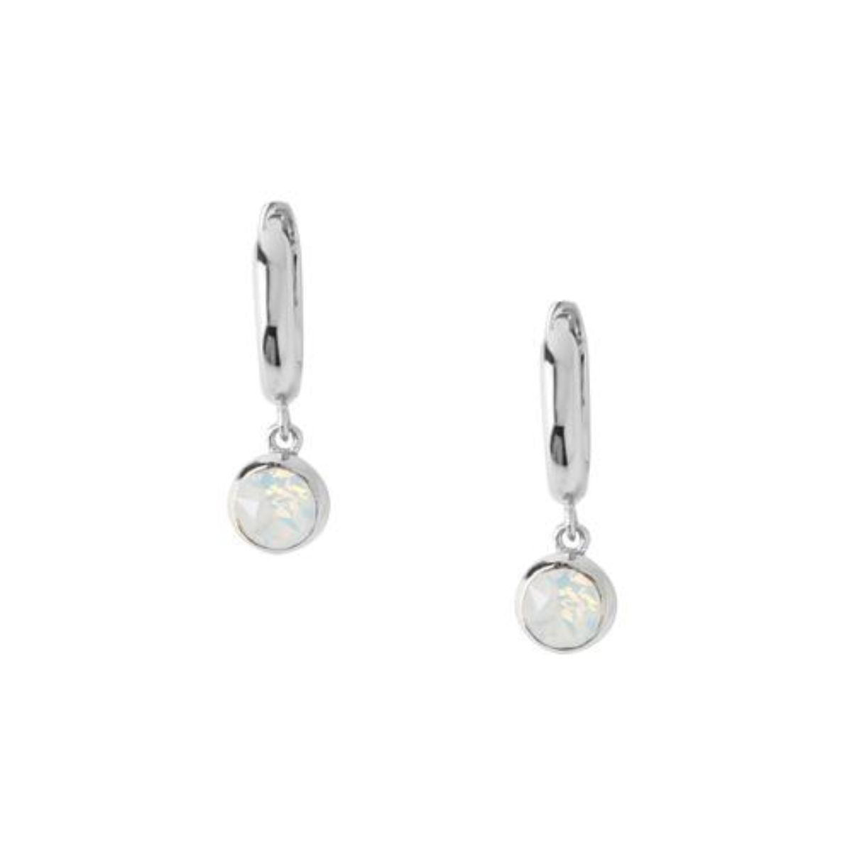 Orelia London White Opal Drop Huggie Hoops Made With Swarovski Crystals Silver