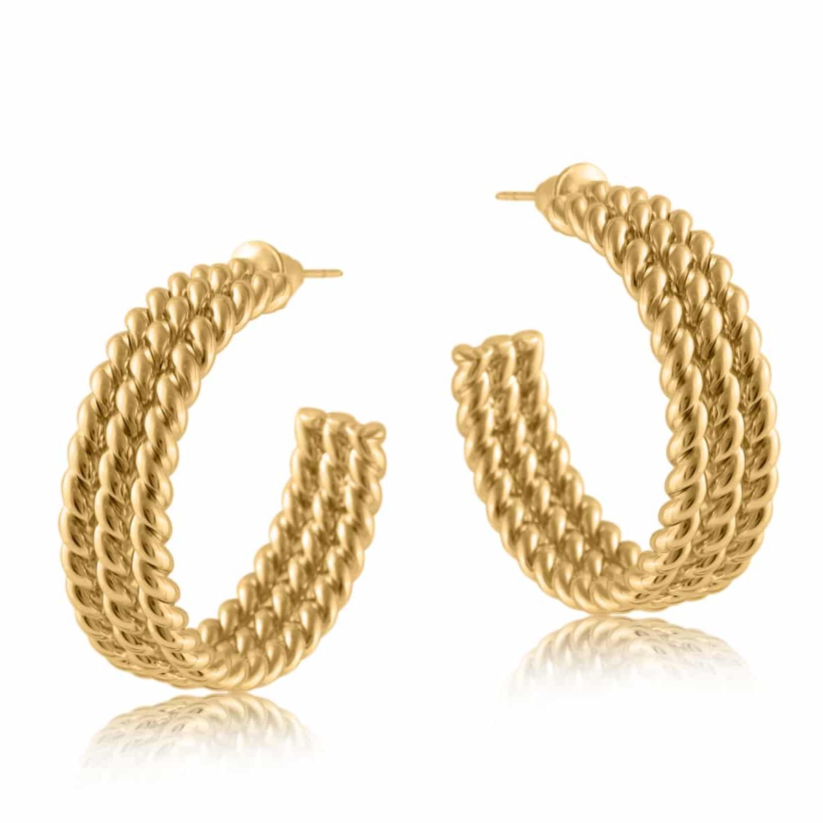Big Metal Petra Chain Chunky Plated Brass Hoop Earring in Gold