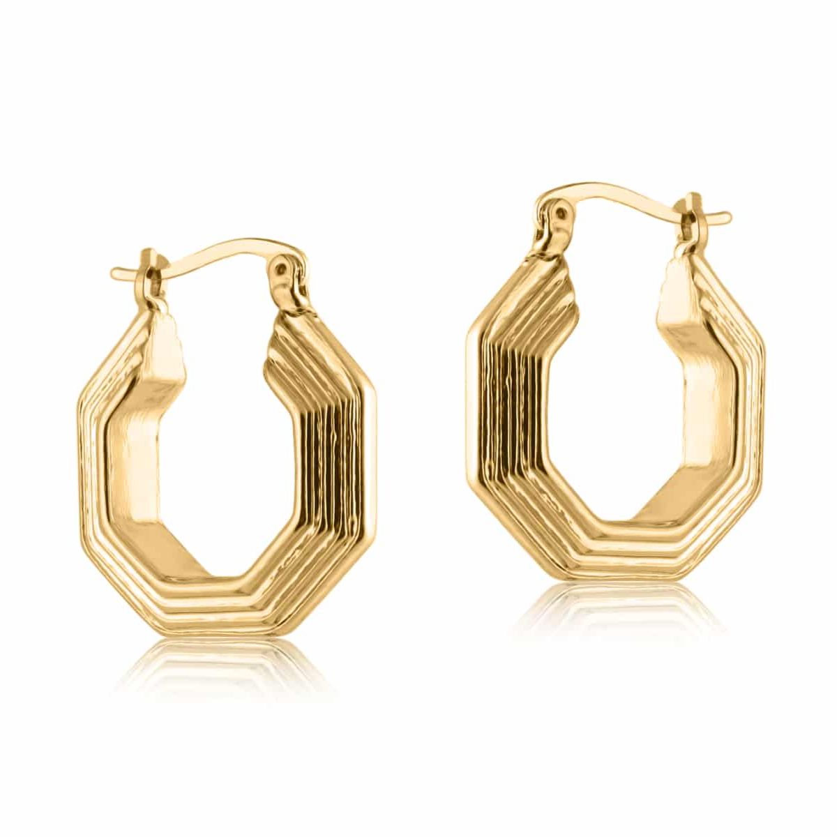 Big Metal Cara Plated Brass Geod Earrings in Gold