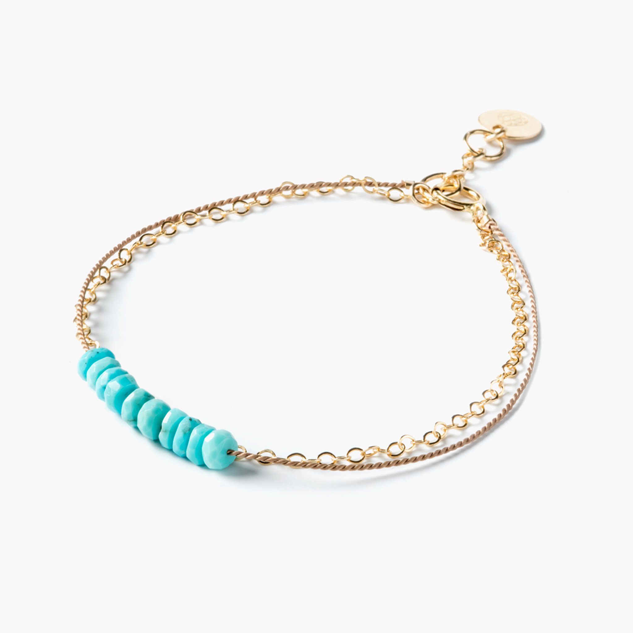 Turquoise Gold & Silk Bracelet