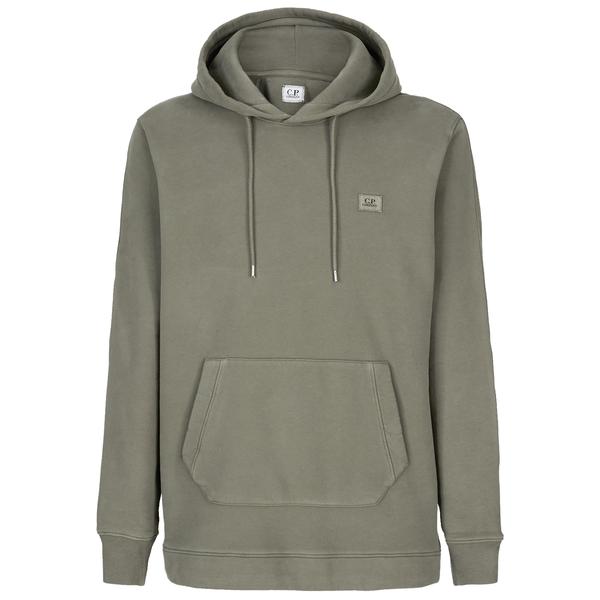 Brushed Cotton Fleece Hoodie In Stone Grey