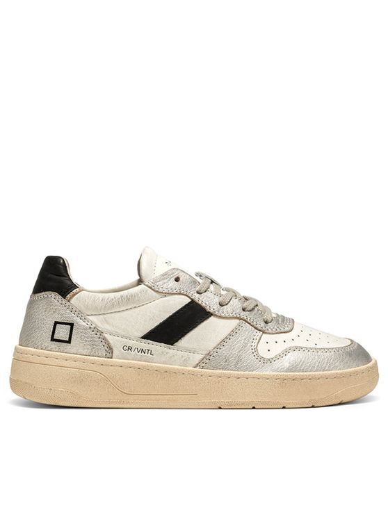 D.A.T.E Court 2.0 Vintage Laminated Silver Trainers 