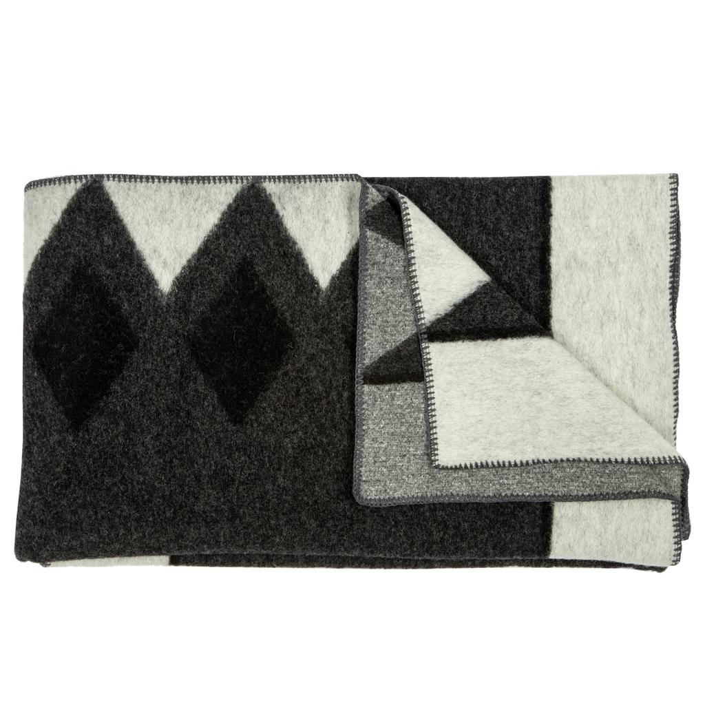 Biella Fabrics Cherokee Grey And Black Wool Blanket