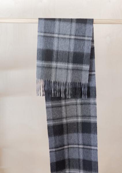 Lambswool Scarf In Macrae Grey Tartan