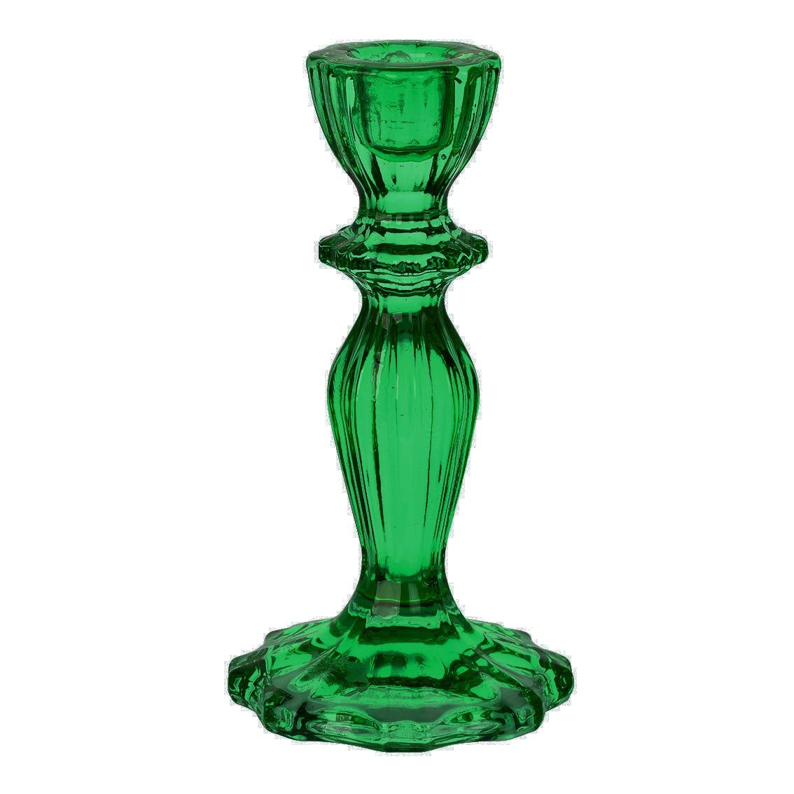 Dark Green Glass Candle Holder