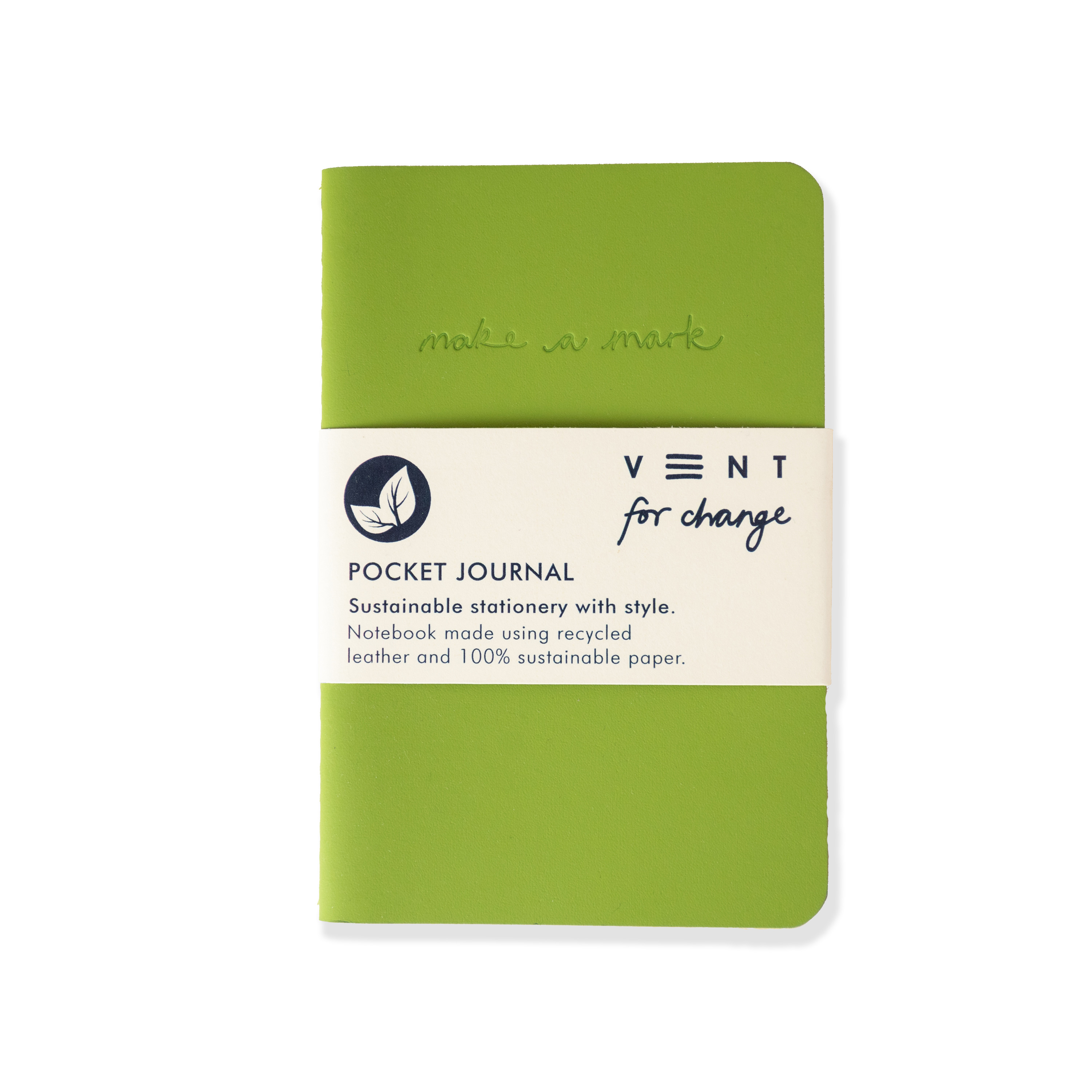VENT for change Recycled Leather Pocket Notebook Journal – Green