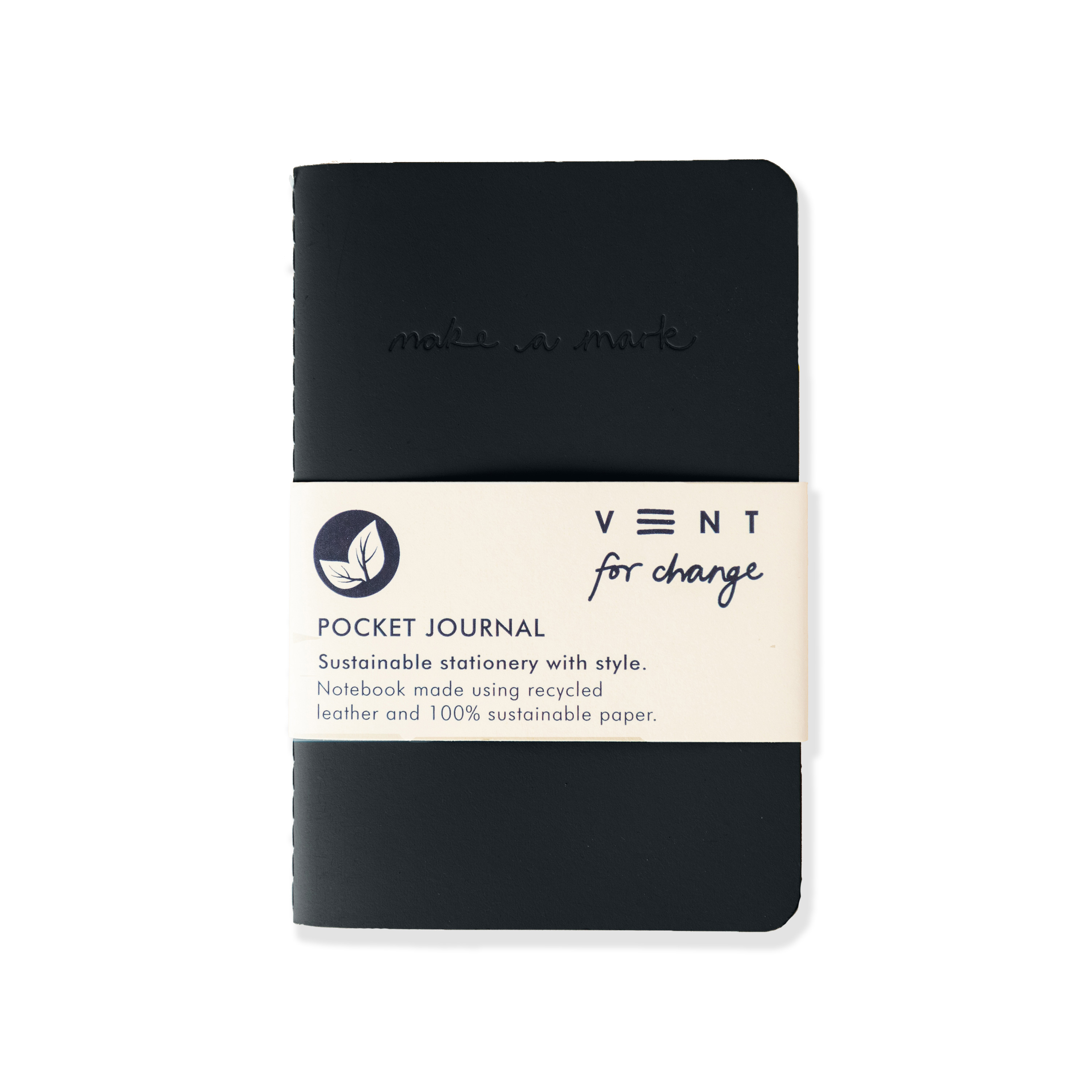 VENT for change Recycled Leather Pocket Notebook Journal – Charcoal Grey