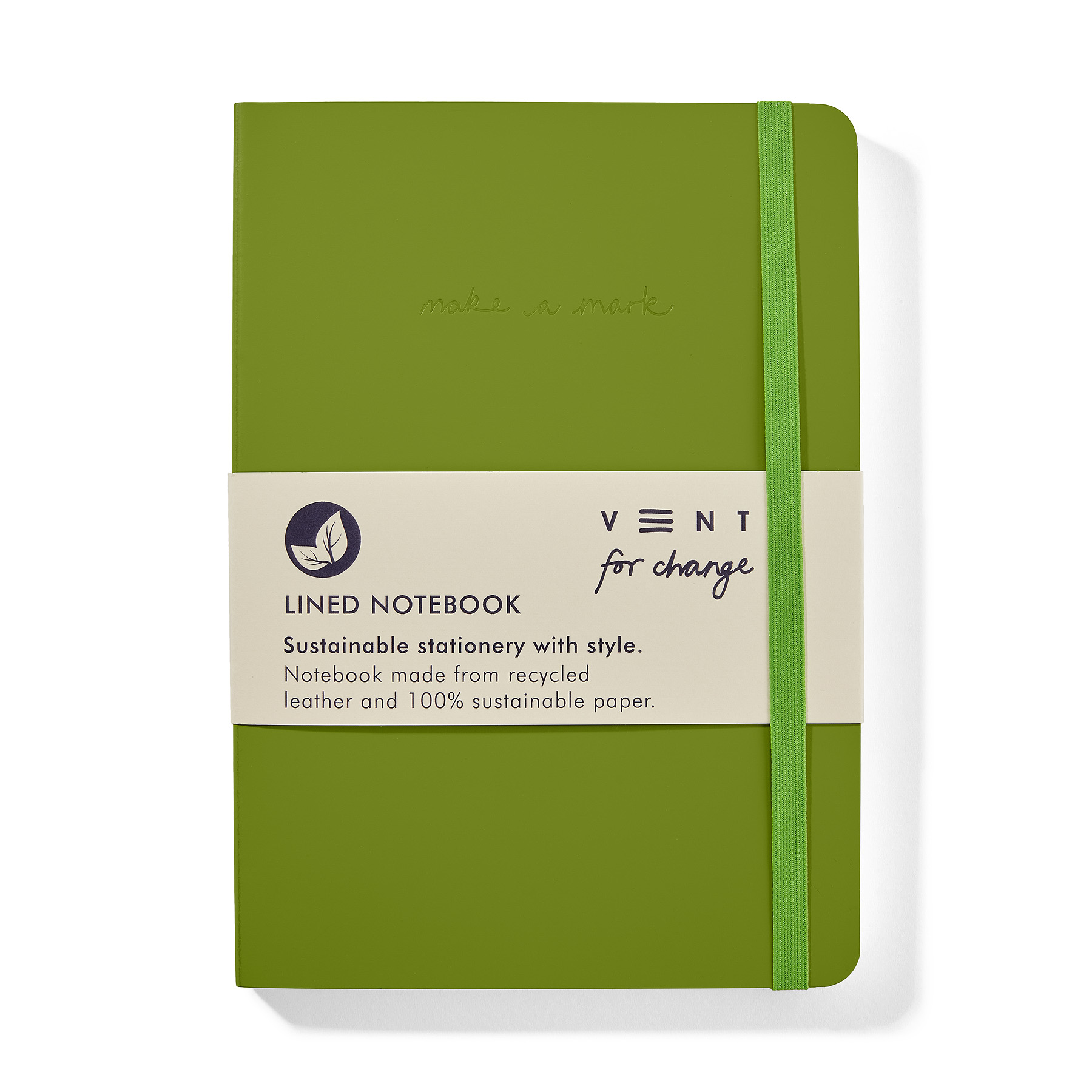 VENT for change Recycled Leather A5 Lined Notebook – Green