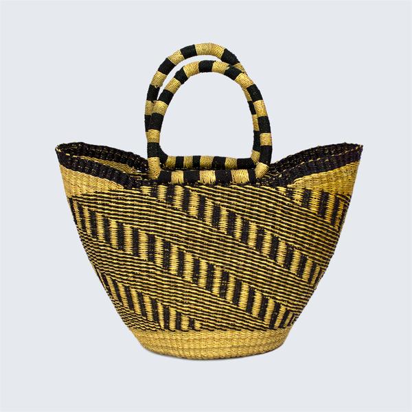 Bolga Shopping Basket With Handles Black Natural