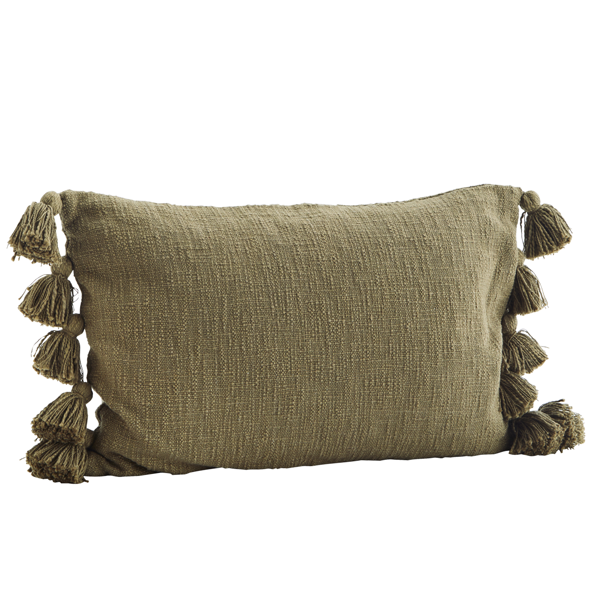 Madam Stoltz Khaki Cushion Cover with Tassels