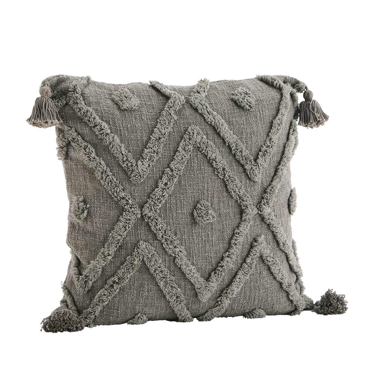 Madam Stoltz Taupe Cushion Cover with Tufting