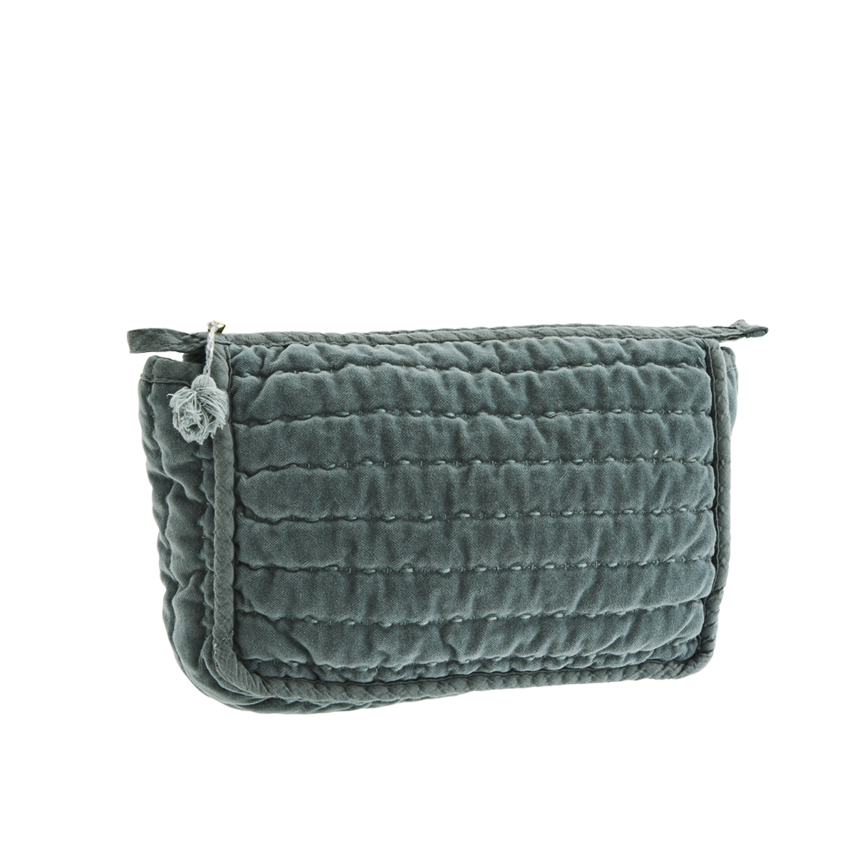 Dark Turquoise Quilted Velvet Washbag