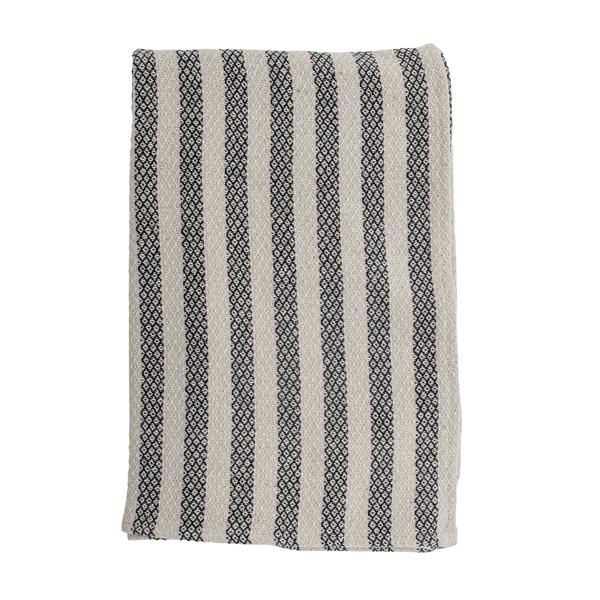 Black And Cream Stripped Recycled Cotton Single Bedspread