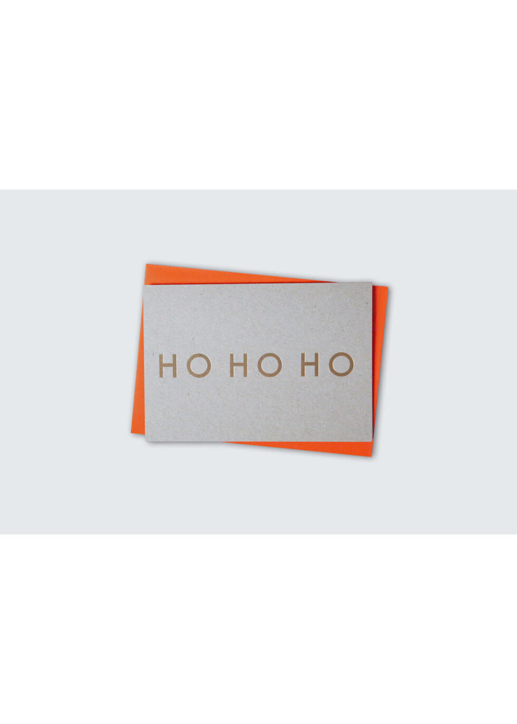 Ola Pack of 6 Festive Cards - HoHoHo Print Brass on Recycled Grey