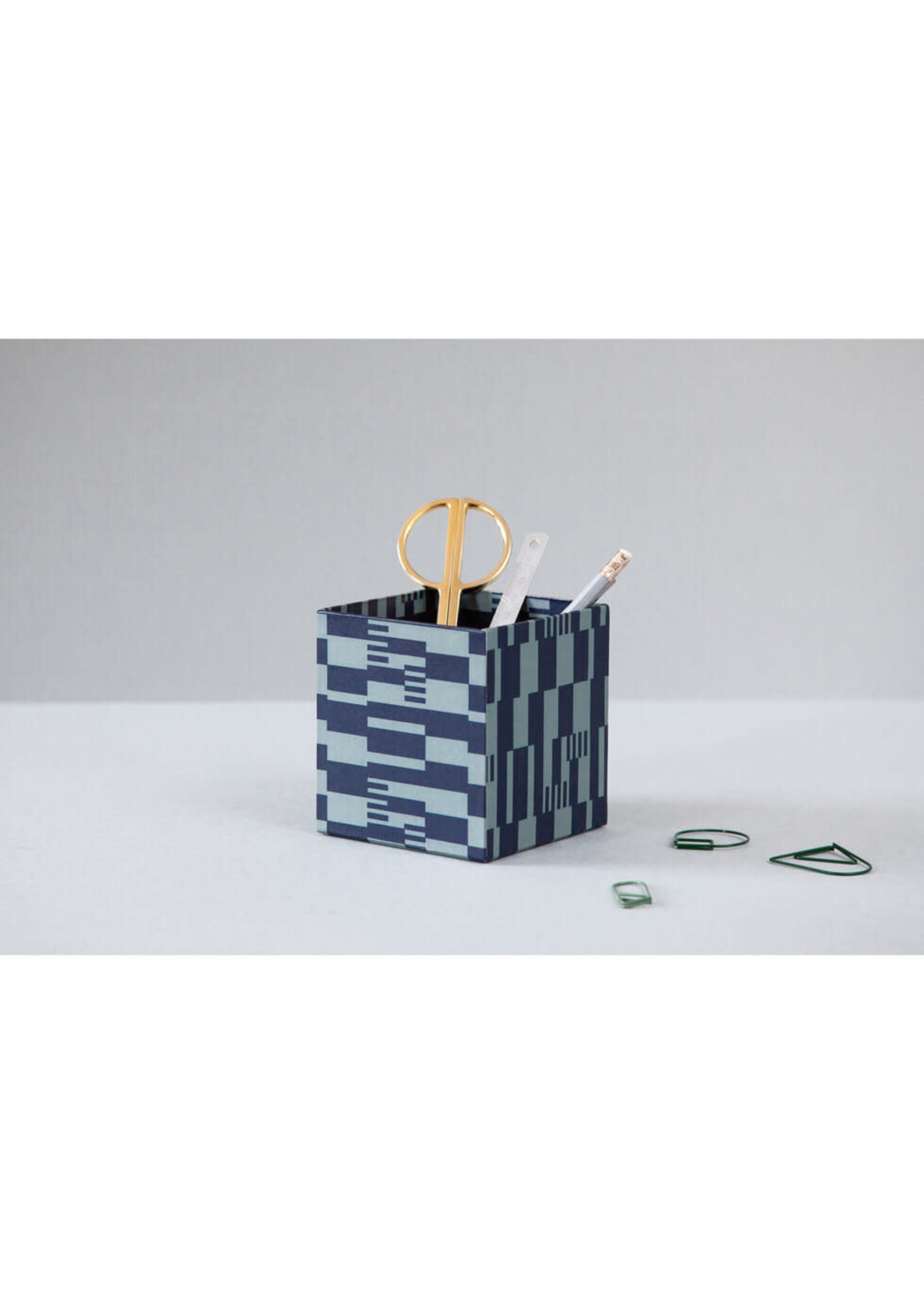 Ola Handmade Pencil Pot | Anni Print in Navy/Green