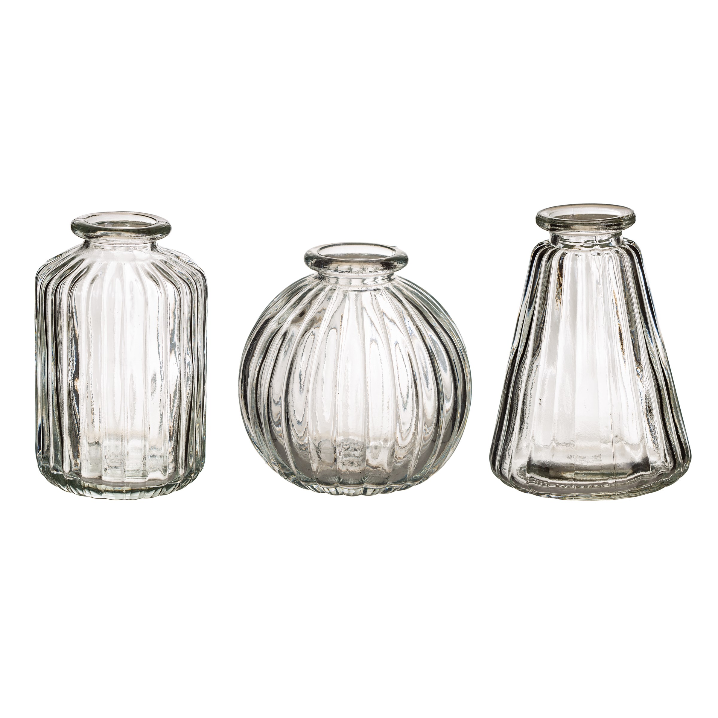 &Quirky Clear Glass Bud Vases - Set of 3