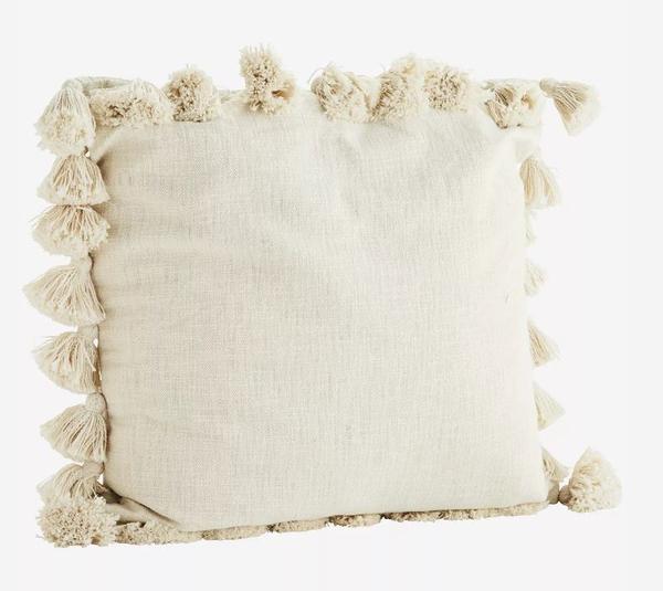 Madam Stoltz Off White Cushion Cover with Tassels