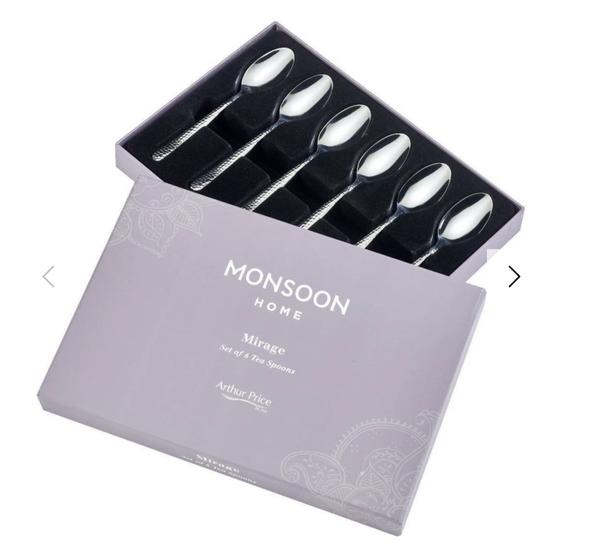 Monsoon Mirage Box Of 6 Tea Spoons - Hammer Finish