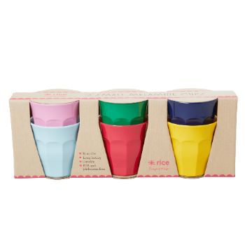 rice Melamine Cups Favourite Colours Set of Six Small Size