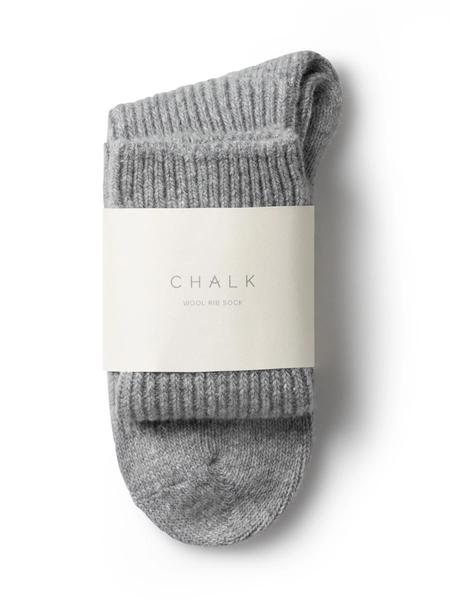 Chalk Wool Rib Socks Charcoal