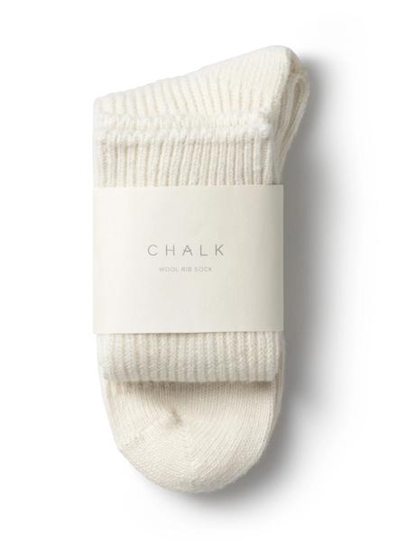 Chalk Wool Rib Socks Light Grey