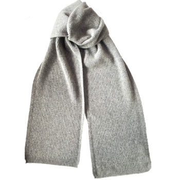Fine Rib Recycled Cashmere Scarf In Grey
