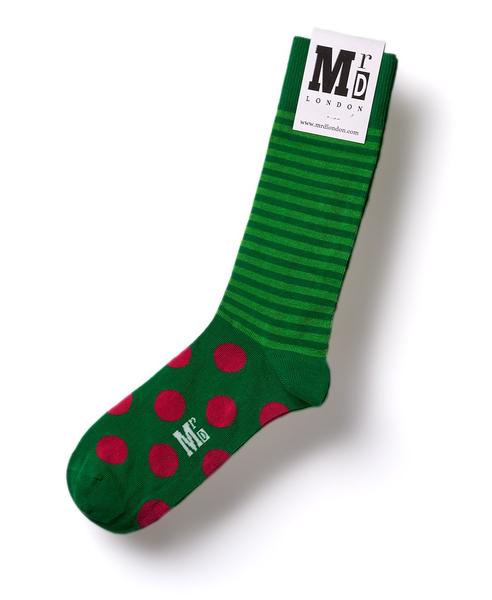 Mr D Green Fuschia Stripe Spot Fine London Socks
