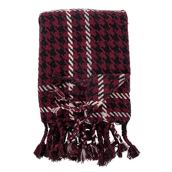 Red Black White Houndstooth Recycled Cotton Throw