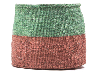 The Basket Room Cheo Coral and Green Block Basket - Medium