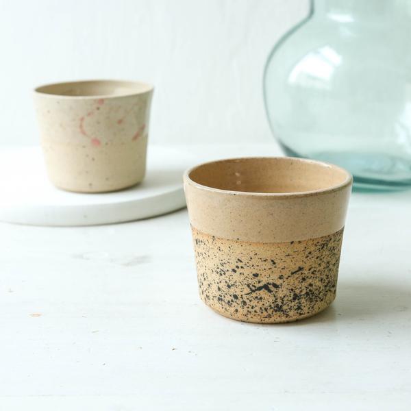 Small Handmade Ceramic Cup Black Splatter