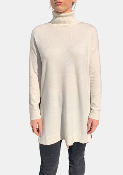 Long Line Roll Neck Cream