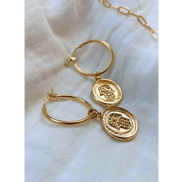 Formation Palma Hamsa Hoop Earrings Gold Plated