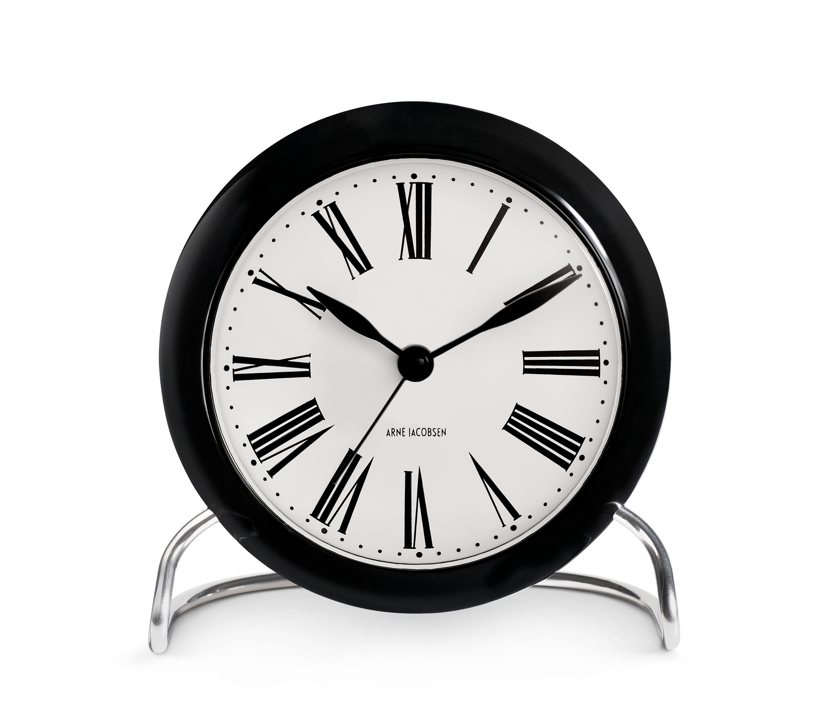 Arne Jacobsen White/Black Roman Table Alarm Clock